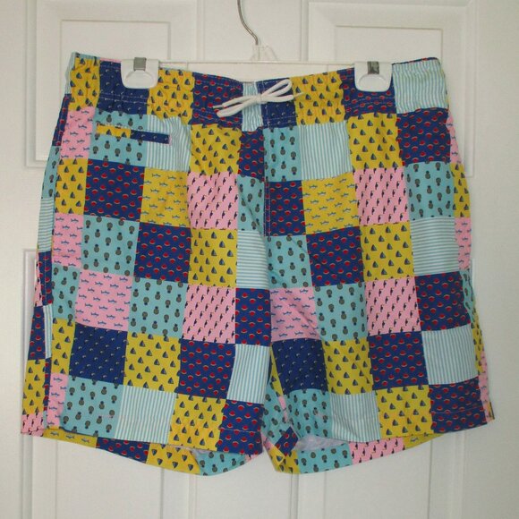 Charleston Threads Mens Fully Lined Multicolor Patchwork Swim Trunk-32W-36W or M - Picture 2 of 6